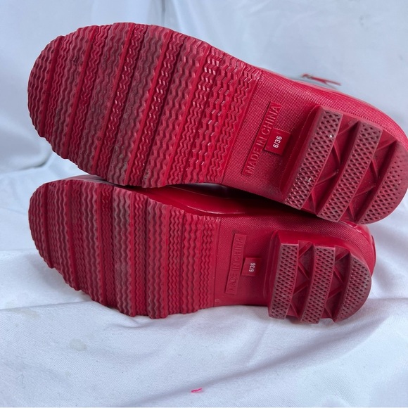 TALBOTS Women's Red Plaid Mid-Calf Rain Boots Size 6 Waterproof - Picture 8 of 9